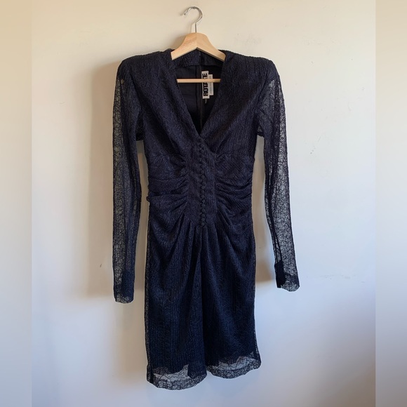 Rotate Birger Christensen Heather Long-Sleeve Lace Ruched Midi Dress - Picture 2 of 11